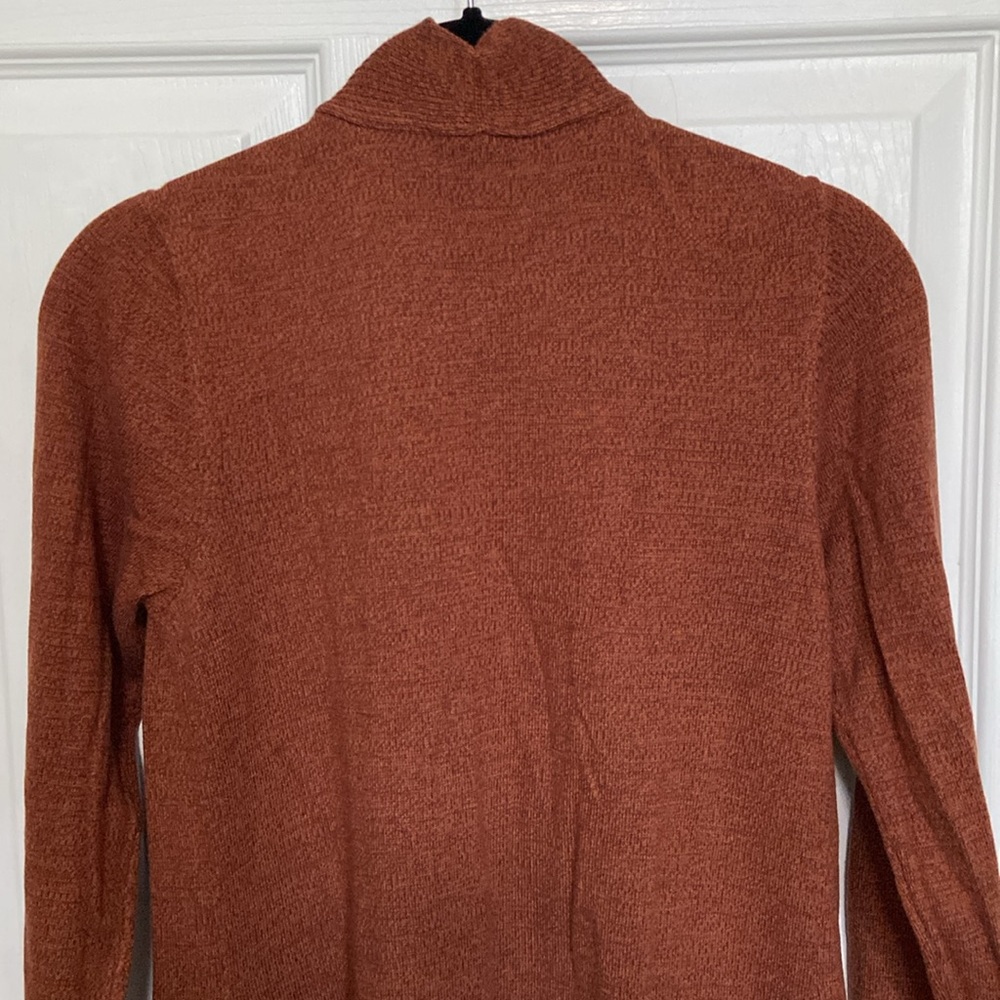 Denim & Company Auburn Copper Long Sleeve Knit Open Duster Sweater Cardigan - Picture 9 of 10